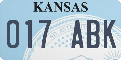 KS license plate 017ABK