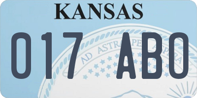 KS license plate 017ABO