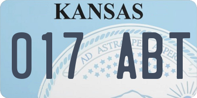 KS license plate 017ABT