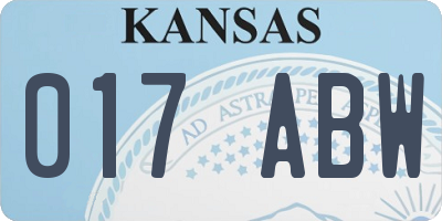 KS license plate 017ABW