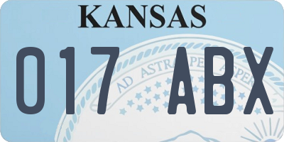 KS license plate 017ABX