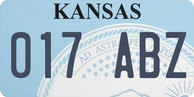 KS license plate 017ABZ