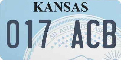 KS license plate 017ACB