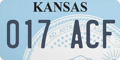 KS license plate 017ACF
