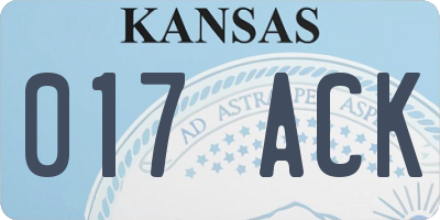 KS license plate 017ACK