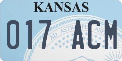 KS license plate 017ACM
