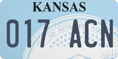 KS license plate 017ACN