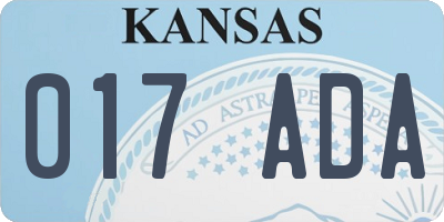 KS license plate 017ADA