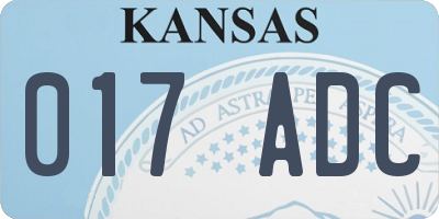 KS license plate 017ADC