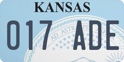 KS license plate 017ADE