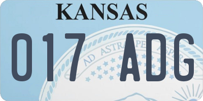 KS license plate 017ADG