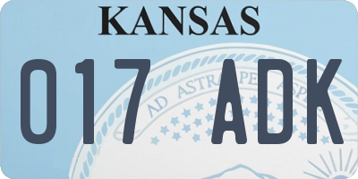 KS license plate 017ADK