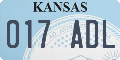 KS license plate 017ADL