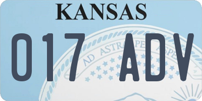KS license plate 017ADV