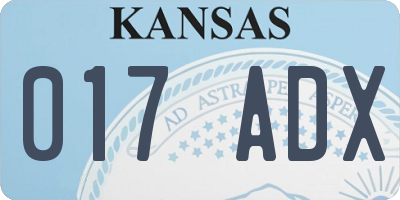 KS license plate 017ADX