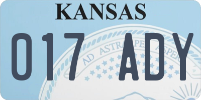 KS license plate 017ADY