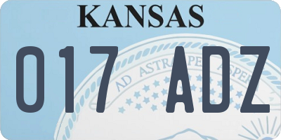 KS license plate 017ADZ