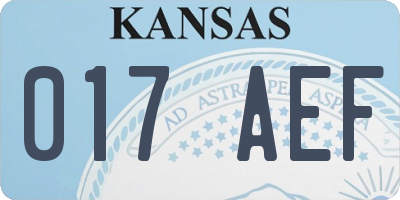 KS license plate 017AEF