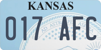 KS license plate 017AFC