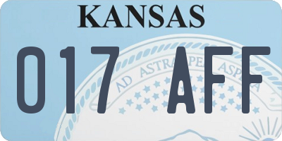 KS license plate 017AFF