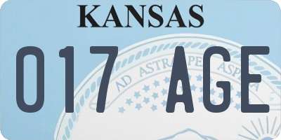 KS license plate 017AGE