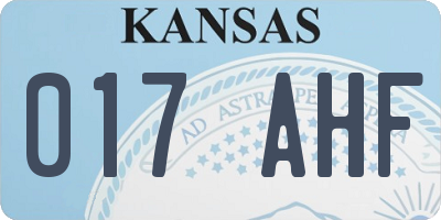 KS license plate 017AHF