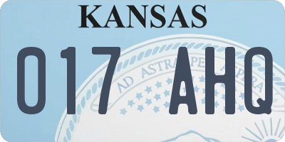 KS license plate 017AHQ