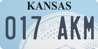 KS license plate 017AKM