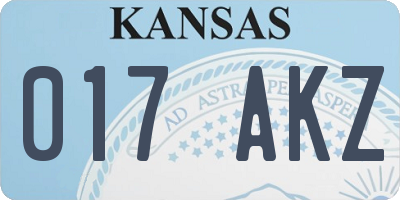 KS license plate 017AKZ