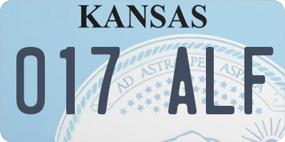 KS license plate 017ALF