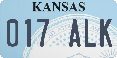 KS license plate 017ALK