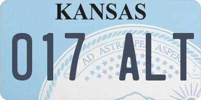 KS license plate 017ALT