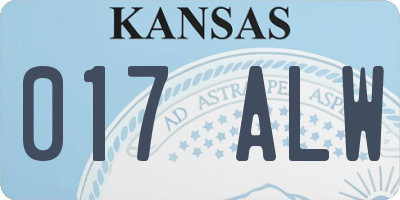 KS license plate 017ALW