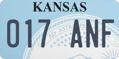 KS license plate 017ANF