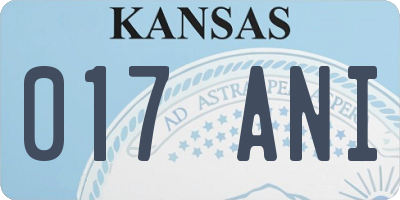 KS license plate 017ANI