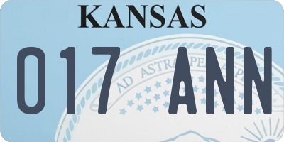 KS license plate 017ANN