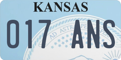 KS license plate 017ANS