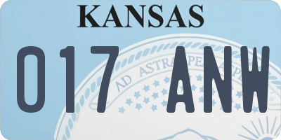 KS license plate 017ANW
