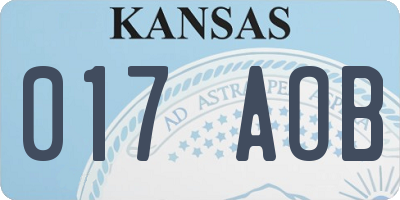 KS license plate 017AOB