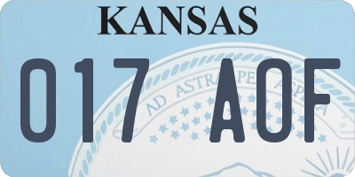 KS license plate 017AOF