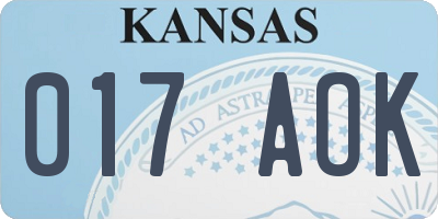 KS license plate 017AOK