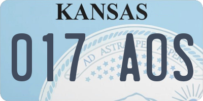 KS license plate 017AOS