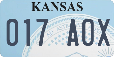 KS license plate 017AOX