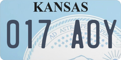 KS license plate 017AOY