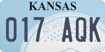 KS license plate 017AQK
