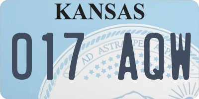 KS license plate 017AQW
