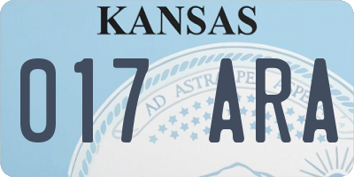 KS license plate 017ARA