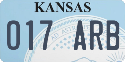 KS license plate 017ARB