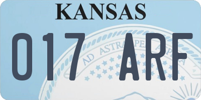 KS license plate 017ARF