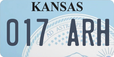 KS license plate 017ARH